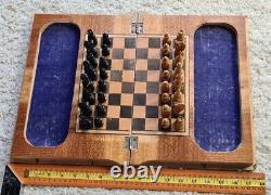 Hand made wooden box chess board set game prison GULAG (Ship Worldwide)