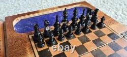Hand made wooden box chess board set game prison GULAG (Ship Worldwide)