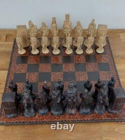 Handmade Large Unique Rare Chess Set Figurines 17 Board Games With Wooden Box