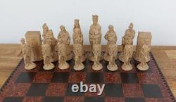 Handmade Large Unique Rare Chess Set Figurines 17 Board Games With Wooden Box