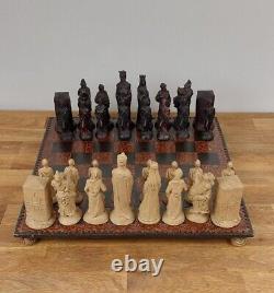Handmade Large Unique Rare Chess Set Figurines 17 Board Games With Wooden Box