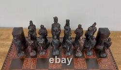 Handmade Large Unique Rare Chess Set Figurines 17 Board Games With Wooden Box