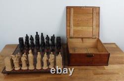 Handmade Large Unique Rare Chess Set Figurines 17 Board Games With Wooden Box