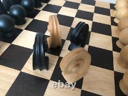 Handmade reproduction wooden chess set Man Ray with a storage box