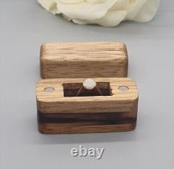 Handmade wooden engagement ring box set, single ring box, unique ring box