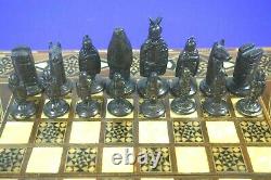 Helena pearl Chess Set with Brass pieces, lovely piece, folding box stunning