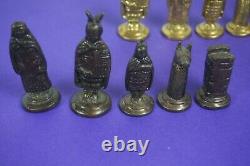 Helena pearl Chess Set with Brass pieces, lovely piece, folding box stunning