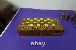 Helena pearl Chess Set with Brass pieces, lovely piece, folding box stunning