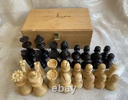 Henri Chavet Chess Set Wooden Pieces Boxed B210 / 153/6 Size 6 Vintage