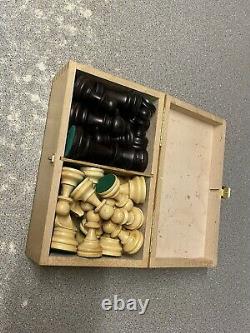 Henri Chavet Chess Set Wooden Pieces Boxed B210 / 153/6 Size 6 Vintage