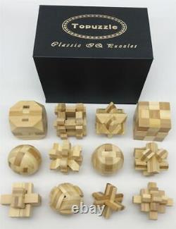 IQ Educational Wooden Interlocking Puzzles Game Toys Gift 6pcs/12pcs Per Set