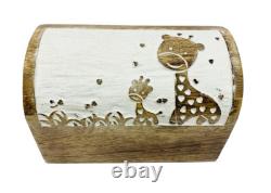 Indian Wooden Boxes Giraffe Hand Carved Rectangle Trunk Various Sizes Mango