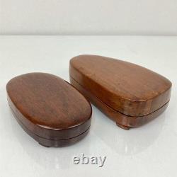 Ink Stone Wooden Box Set of 2 Vintage Suzuri Grinder Calligraphy Shodo Shuji