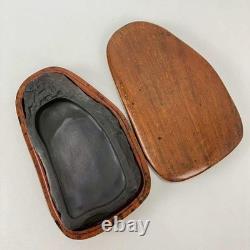 Ink Stone Wooden Box Set of 2 Vintage Suzuri Grinder Calligraphy Shodo Shuji