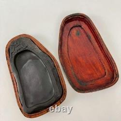 Ink Stone Wooden Box Set of 2 Vintage Suzuri Grinder Calligraphy Shodo Shuji