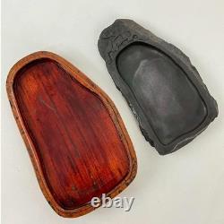 Ink Stone Wooden Box Set of 2 Vintage Suzuri Grinder Calligraphy Shodo Shuji