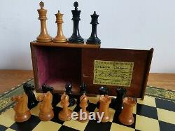 JAQUES London STAUNTON CHESS SET & BOX 1890-1900 & The ABC of CHESS advert book