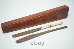 Japanese Antique Razor Set in Wooden Box Original from Japan 0618F31