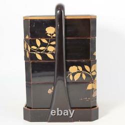 Japanese Antique wooden Jubako Gold Makie lacquer box set Meiji period WBX67