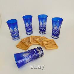 Japanese KIRIKO cut glass SET Vintage Unused Wooden Box #231