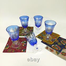 Japanese KIRIKO cut glass SET Vintage Unused Wooden Box & Coasters #234