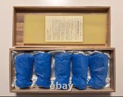 Japanese KIRIKO cut glass SET Vintage Unused Wooden Box & Coasters #234