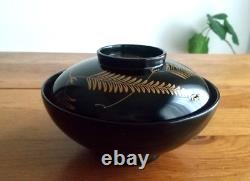 Japanese Lacquerware with Lids 1927 Vintage, soup bowl Set of 10 in a wooden box