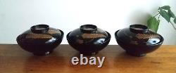 Japanese Lacquerware with Lids 1927 Vintage, soup bowl Set of 10 in a wooden box