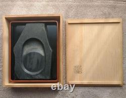 Japanese Negoro Inkstone and Suzuri Box Set by Asobe Koseki with Wooden Box