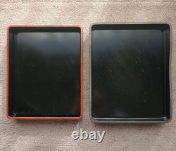 Japanese Negoro Inkstone and Suzuri Box Set by Asobe Koseki with Wooden Box