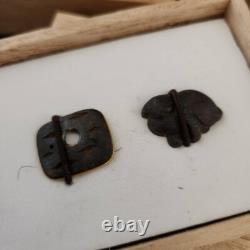 Japanese Old Bronze MENUKI a lot Set of 5 Parts of katana grip Armor Wooden box
