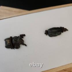Japanese Old Bronze MENUKI a lot Set of 5 Parts of katana grip Armor Wooden box