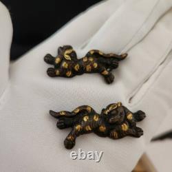 Japanese Old Bronze MENUKI a lot Set of 5 Parts of katana grip Armor Wooden box