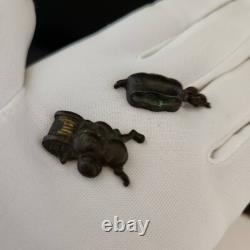 Japanese Old Bronze MENUKI a lot Set of 5 Parts of katana grip Armor Wooden box