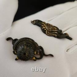 Japanese Old Bronze MENUKI a lot Set of 5 Parts of katana grip Armor Wooden box