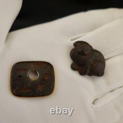 Japanese Old Bronze MENUKI a lot Set of 5 Parts of katana grip Armor Wooden box