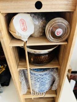 Japanese Tea Ceremony Set Wooden Box Chawan Chasen Tanzaku Style Unused