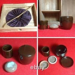 Japanese Tea Ceremony Tool Set Wooden Box Vintage withBowl Chashaku Chasen