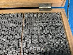 Japanese Vintage Typewriter Letter Stamp set with Wooden Box Kanji Font