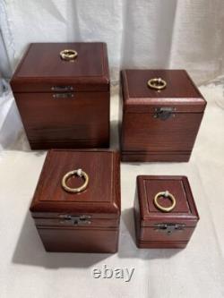 Japanese Wooden Karakuri Puzzle Box Set of 4 Secret Storage Trick Boxes