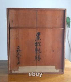 Japanese antique Lacquered table, Wooden Tray Set of 10 in a wooden box, 1925