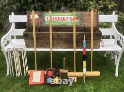 Jaques Croquet Set Complete in Original 1960s Case Boxed Wooden Balls & Clips VG