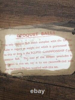 Jaques Croquet Set Complete in Original 1960s Case Boxed Wooden Balls & Clips VG