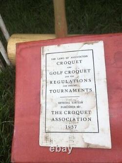 Jaques Croquet Set Complete in Original 1960s Case Boxed Wooden Balls & Clips VG