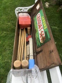 Jaques Croquet Set Complete in Original 1960s Case Boxed Wooden Balls & Clips VG