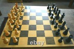 John Jacques Staunton Chess Set Complete VGC Wgtd Baized Boxed Big King 8.5cm