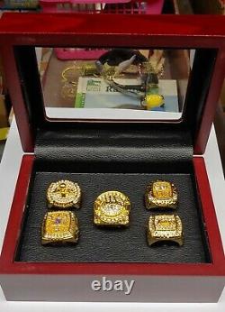 Kobe Bryant Los Angeles Lakers Championship 5 Ring Set With Wooden Display Box