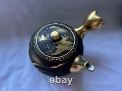 Kutani ware Japanese Teapot With Cups Set In Wooden Box