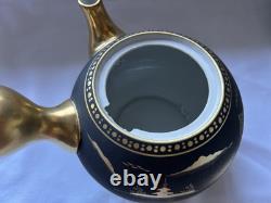 Kutani ware Japanese Teapot With Cups Set In Wooden Box