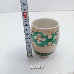 Kutani ware pair tea cup wooden box pottery tea set antique tea cup